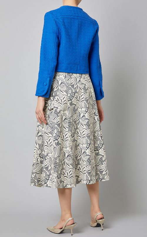 モノトーンフラワープリントフレアスカート