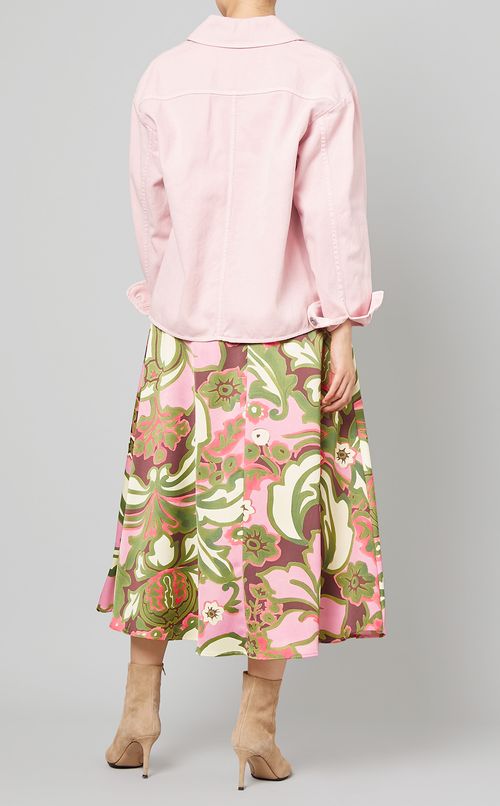 サテンプリントフレアスカート