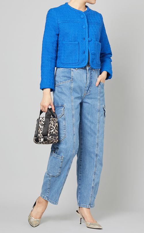 レオパードプリントショルダー付ミニバッグ