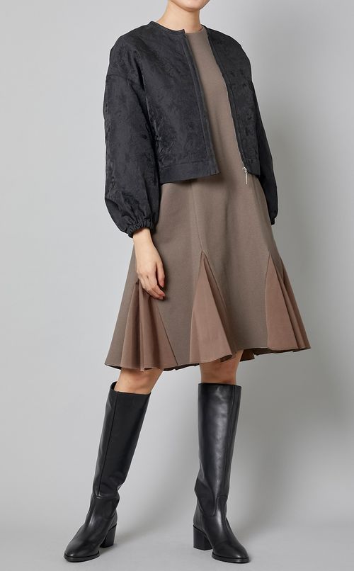 フラワージャガードノーカラーブルゾン