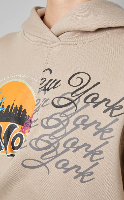 NYプリントフロントラップフーディー