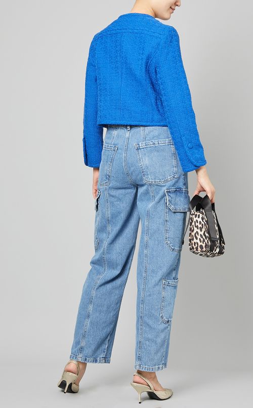 レオパードプリントショルダー付ミニバッグ