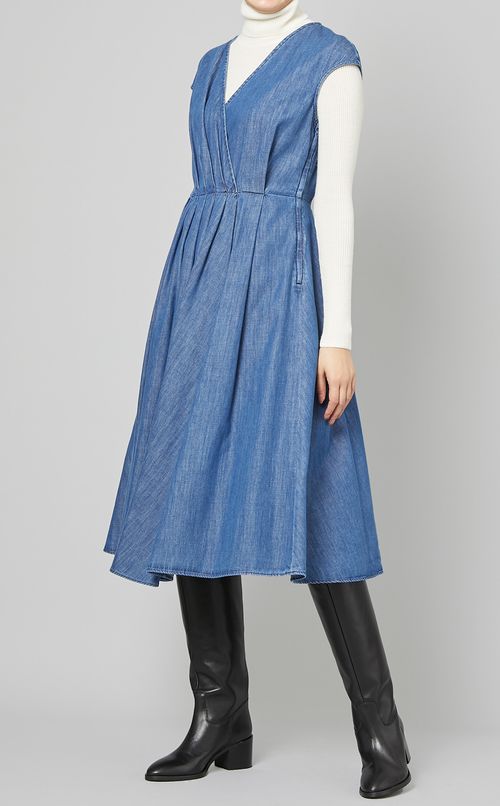ライトデニムカシュクールワンピース