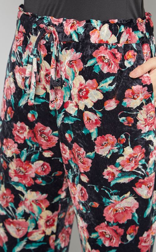 フローラルプリントベロアパンツ