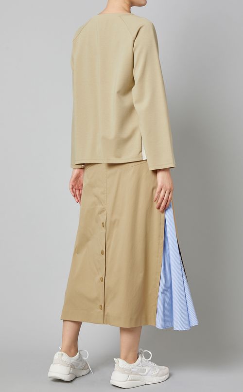 プリーツフレアジャージトップス