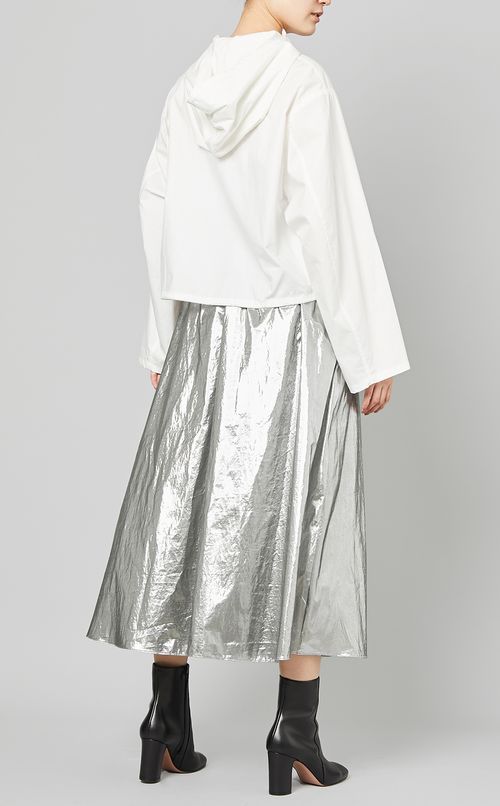 メタリックギャザーフレアスカート