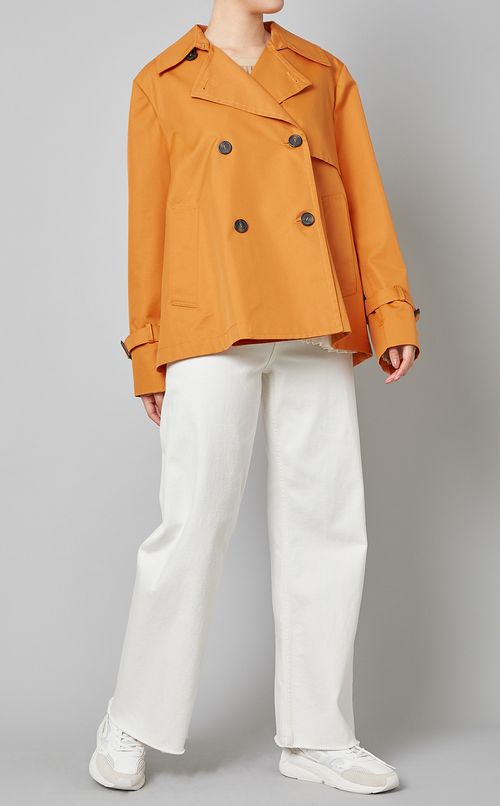 コットンショート丈トレンチコート