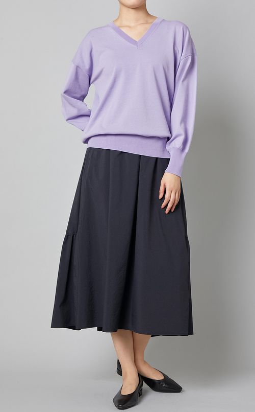 Vネックワイドニットプルオーバー