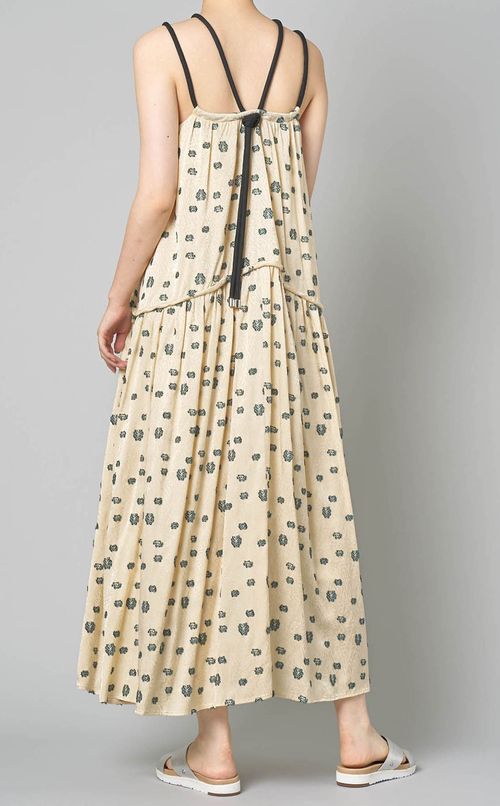 ジャガードキャミソールギャザーワンピース