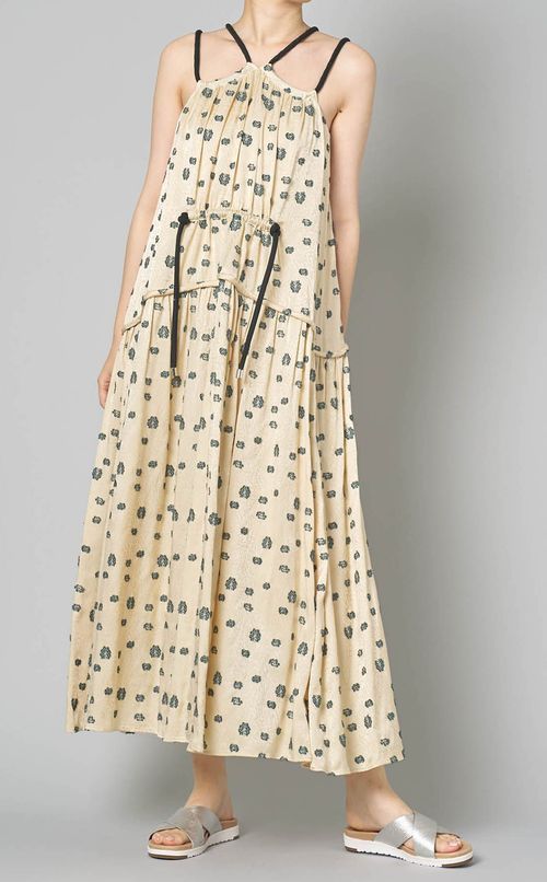 ジャガードキャミソールギャザーワンピース