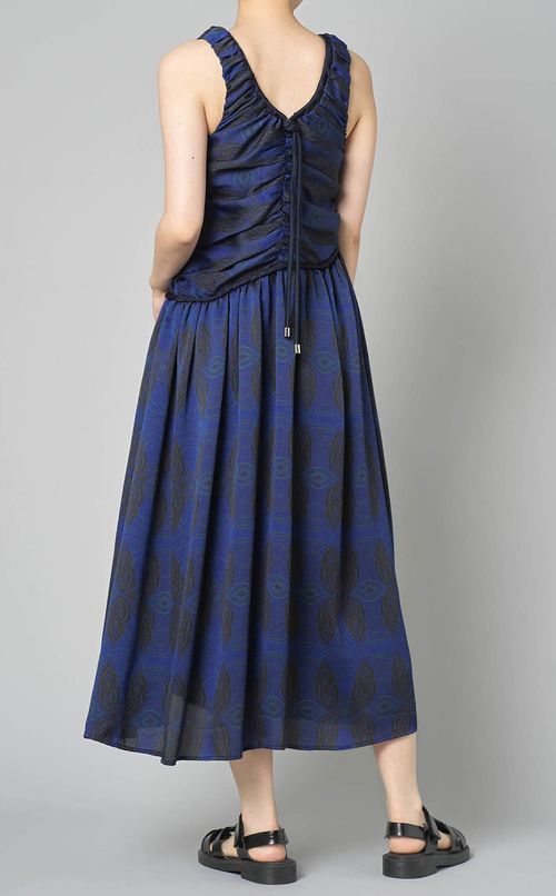 プリントギャザーノーリーブワンピース