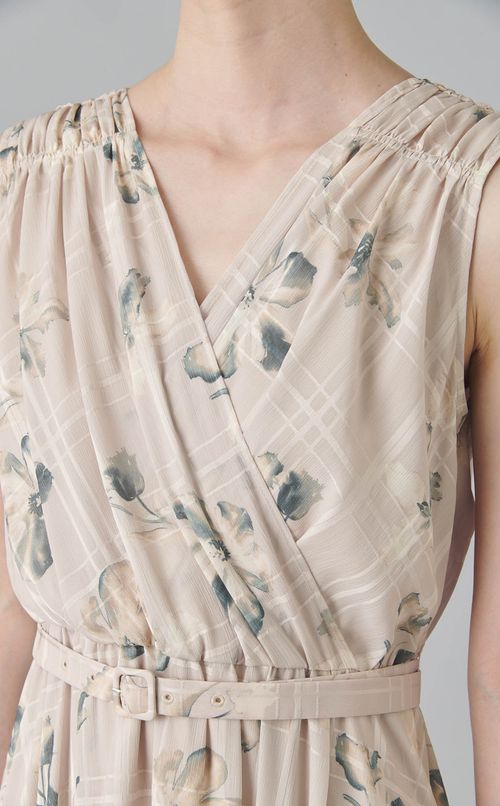 フラワープリントカシュクールワンピース