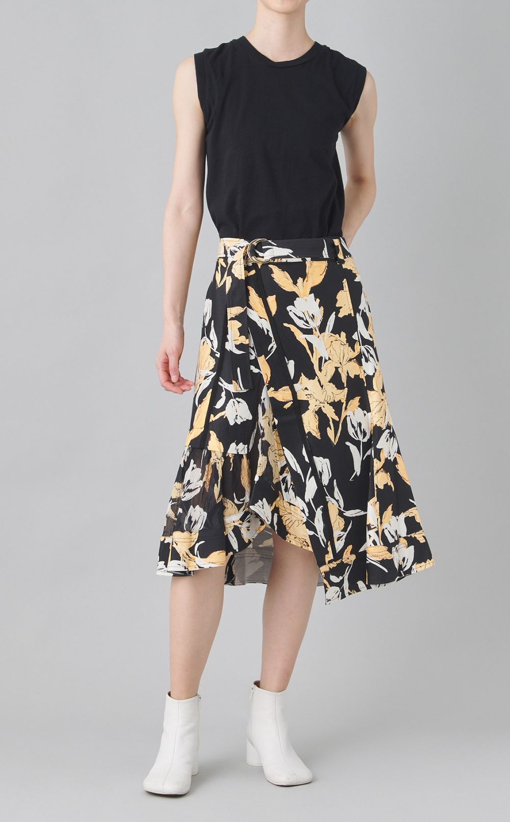 フラワープリントレイヤードスカート