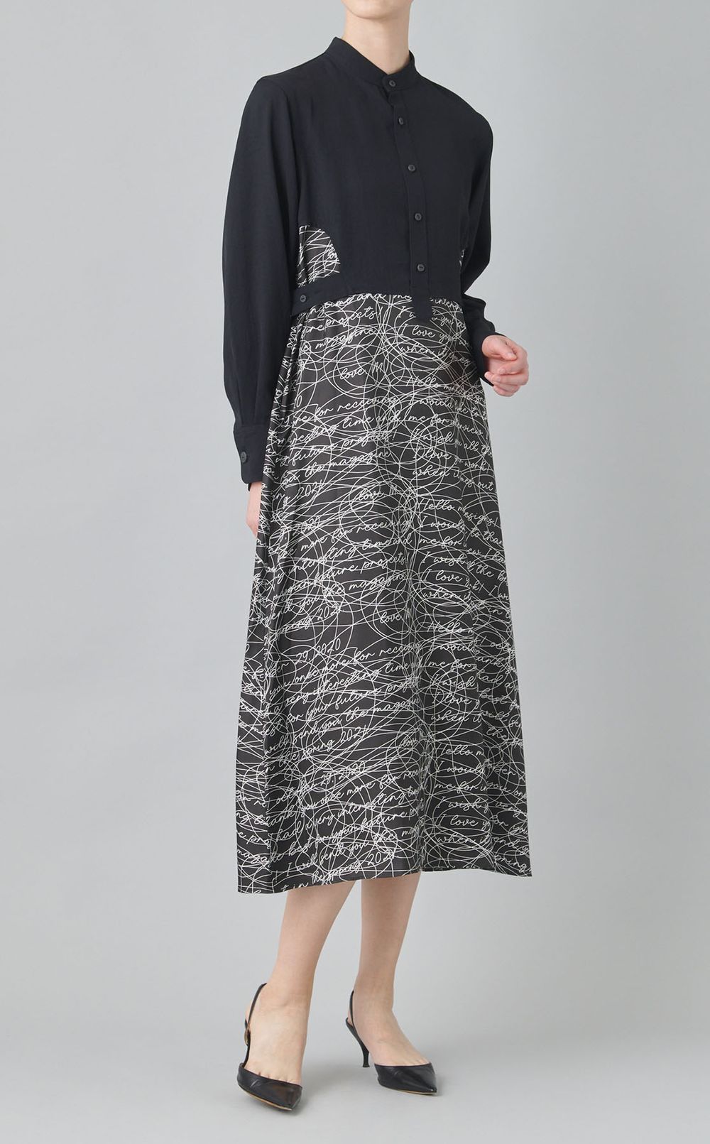 レタープリントシャツワンピース