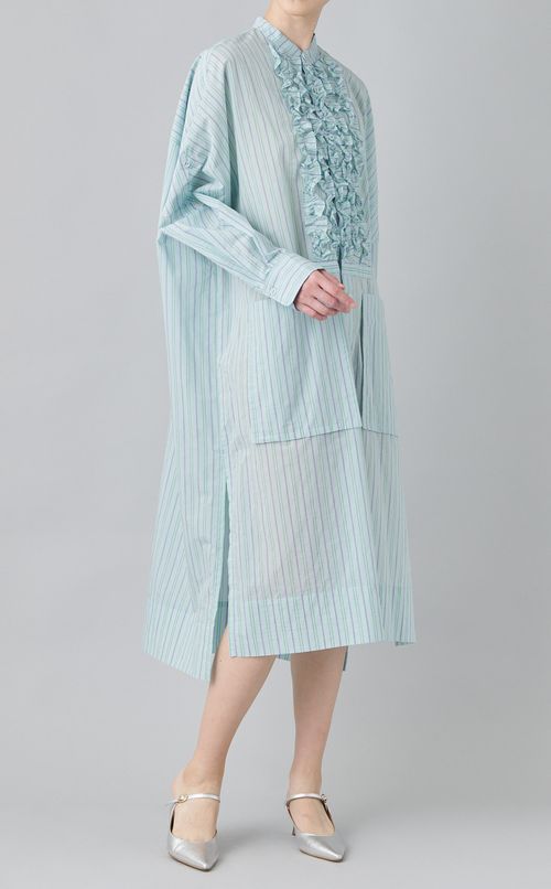 フリルロングシャツワンピース