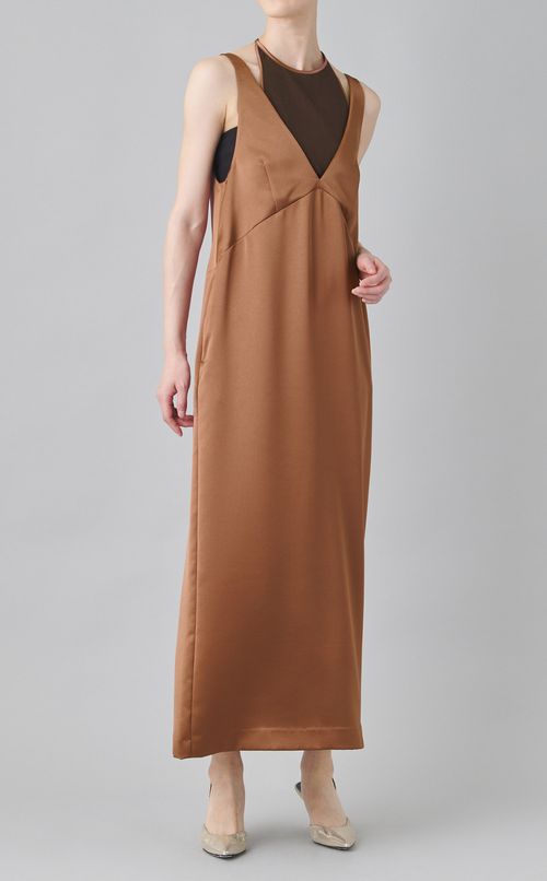 サテンノースリーブワンピース