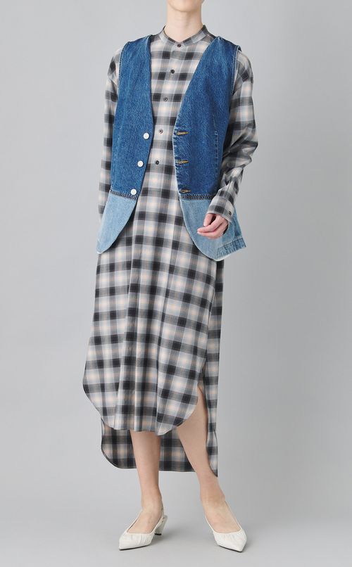 オンブレチェックシャツワンピース