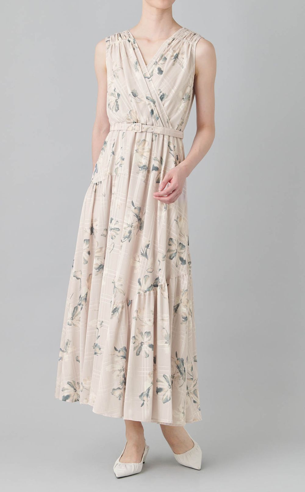 フラワープリントカシュクールワンピース