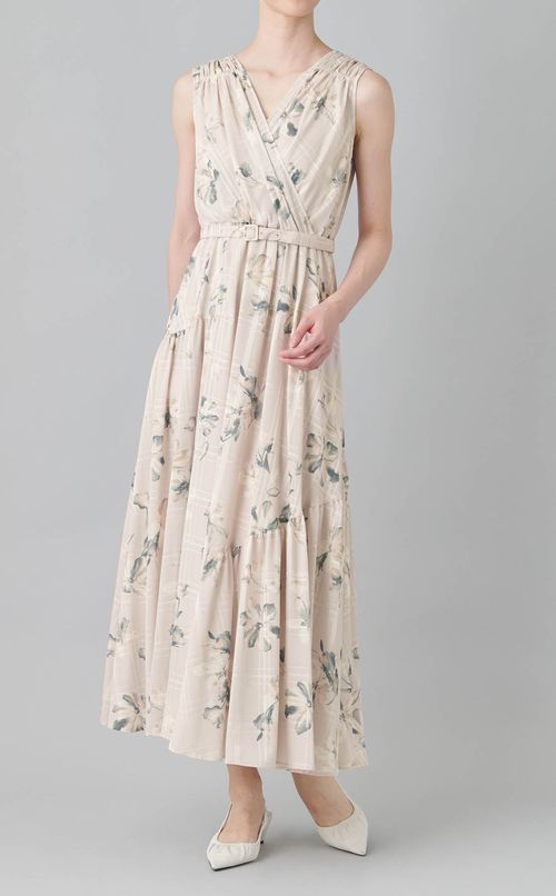 フラワープリントカシュクールワンピース