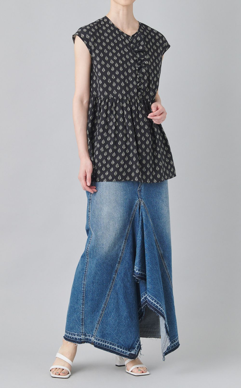 ヘムフレアデニムロングスカート