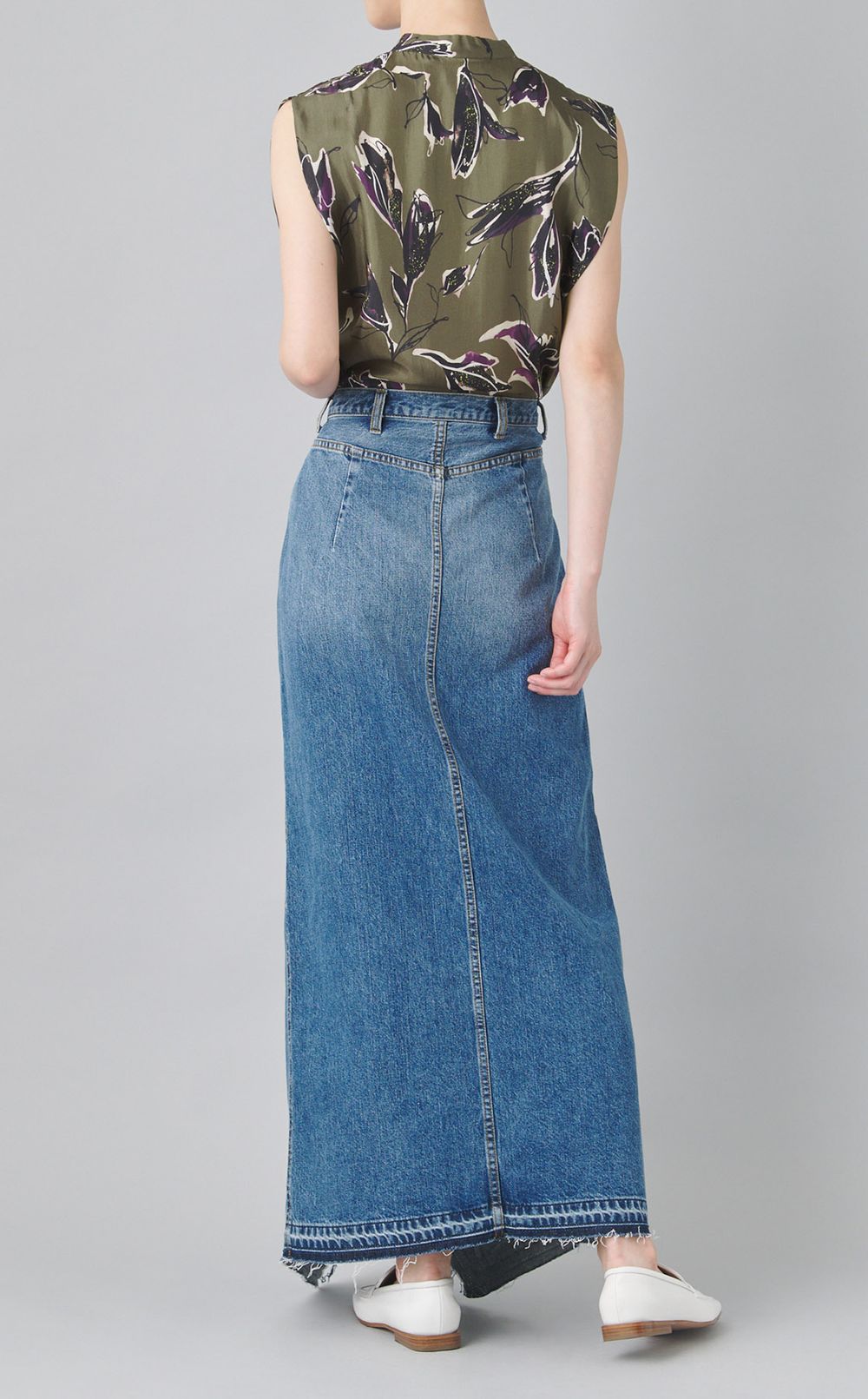 ヘムフレアデニムロングスカート