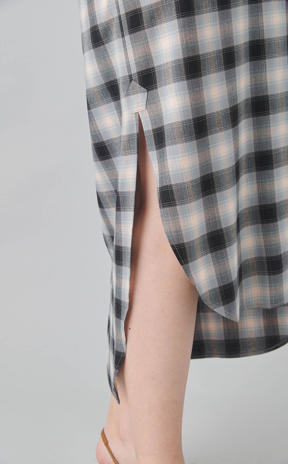 オンブレチェックシャツワンピース