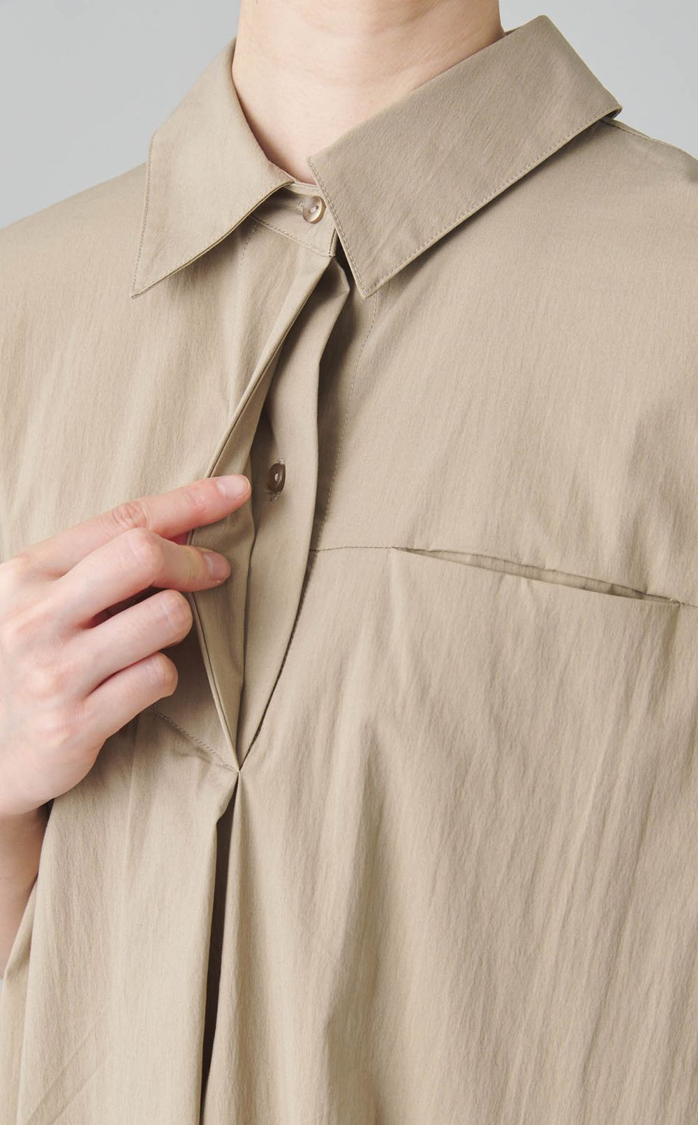 パフスリーブシャツワンピース