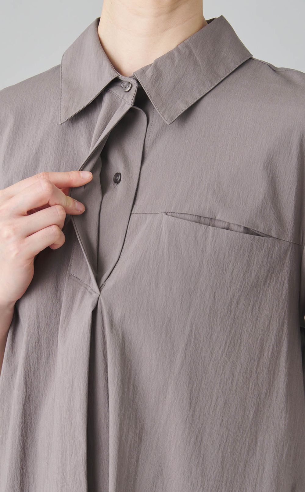 パフスリーブシャツワンピース