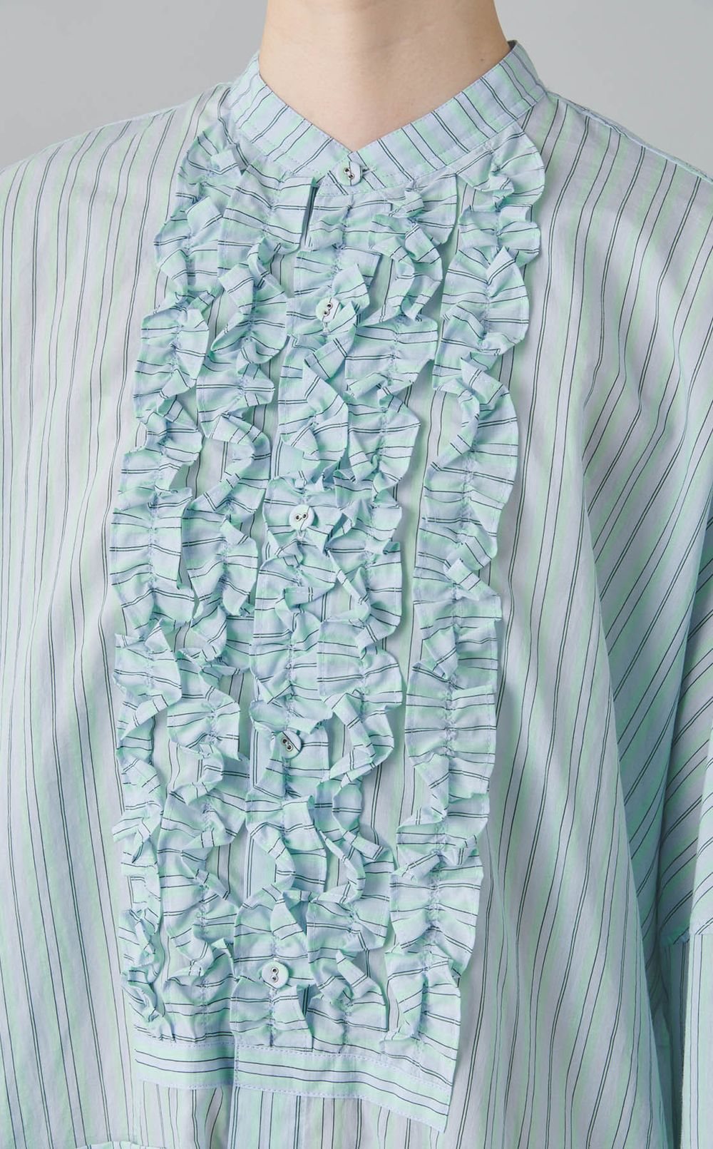 フリルロングシャツワンピース