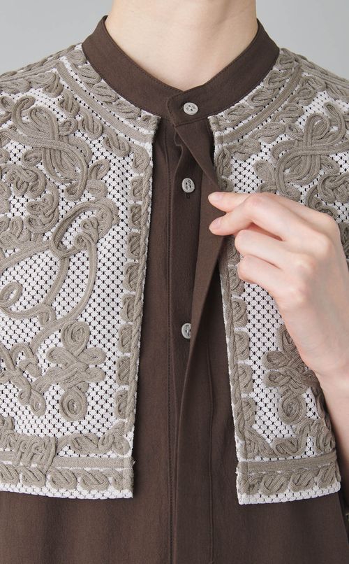 コード刺繍 Iラインワンピース