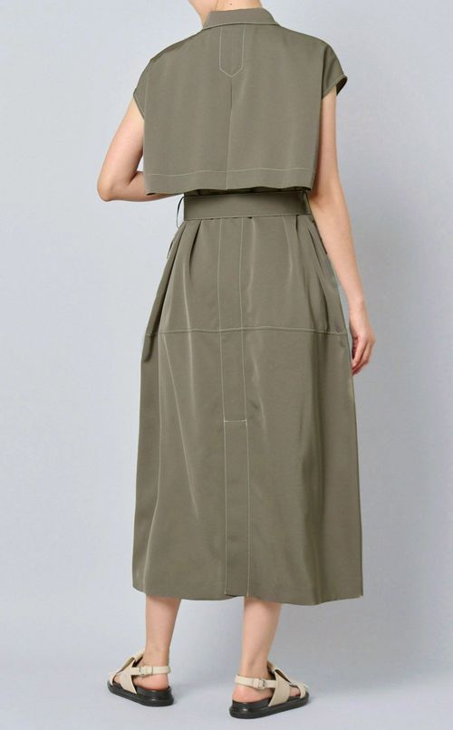 トリアセテートツイルステッチワンピース