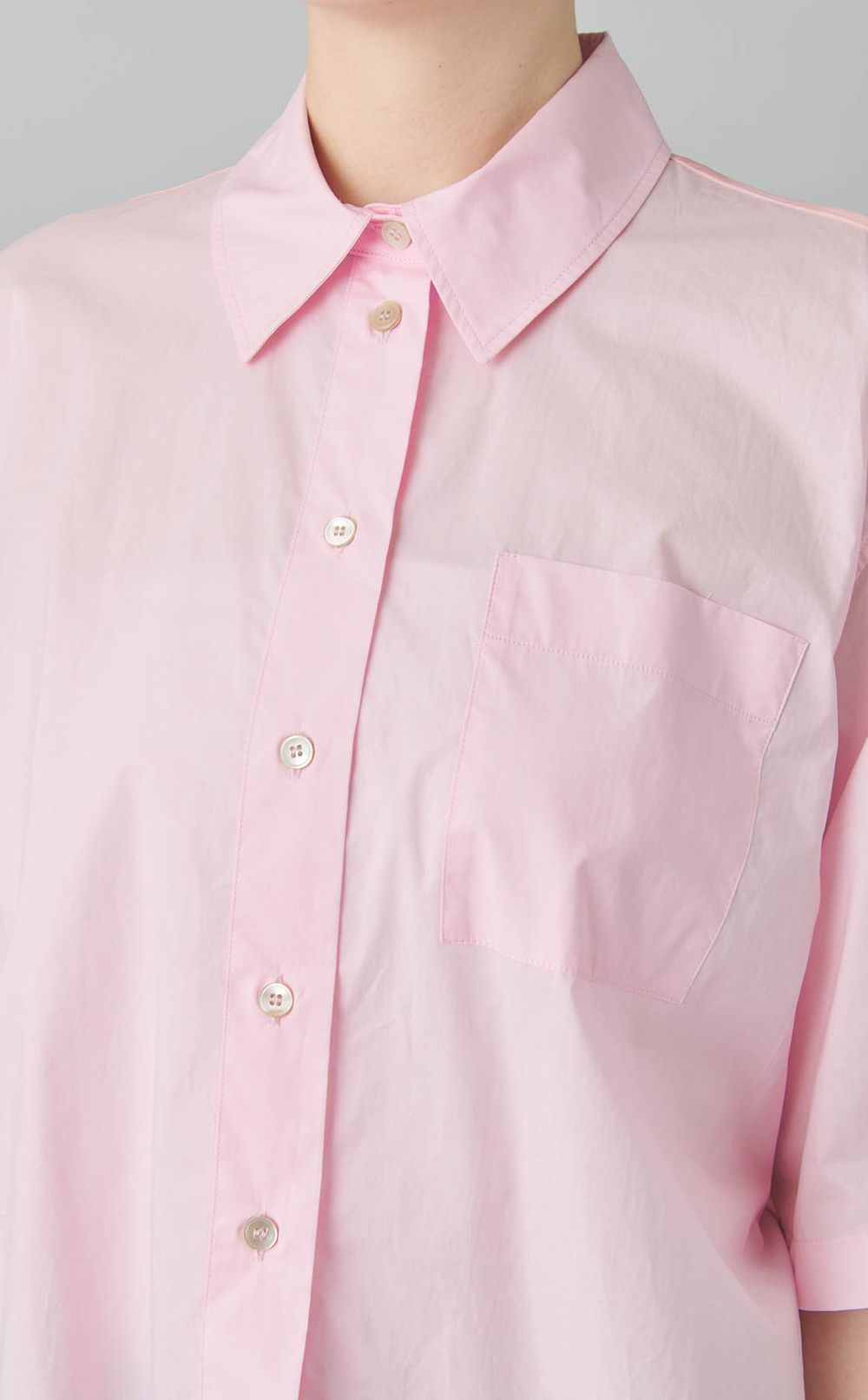 コットン切替クロップ丈ブラウス