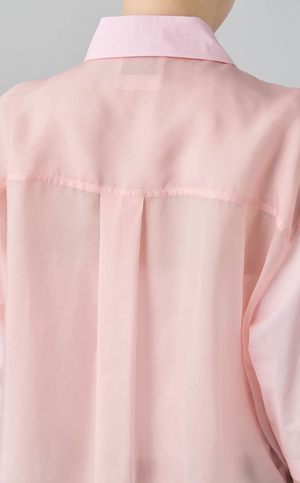 コットン切替クロップ丈ブラウス