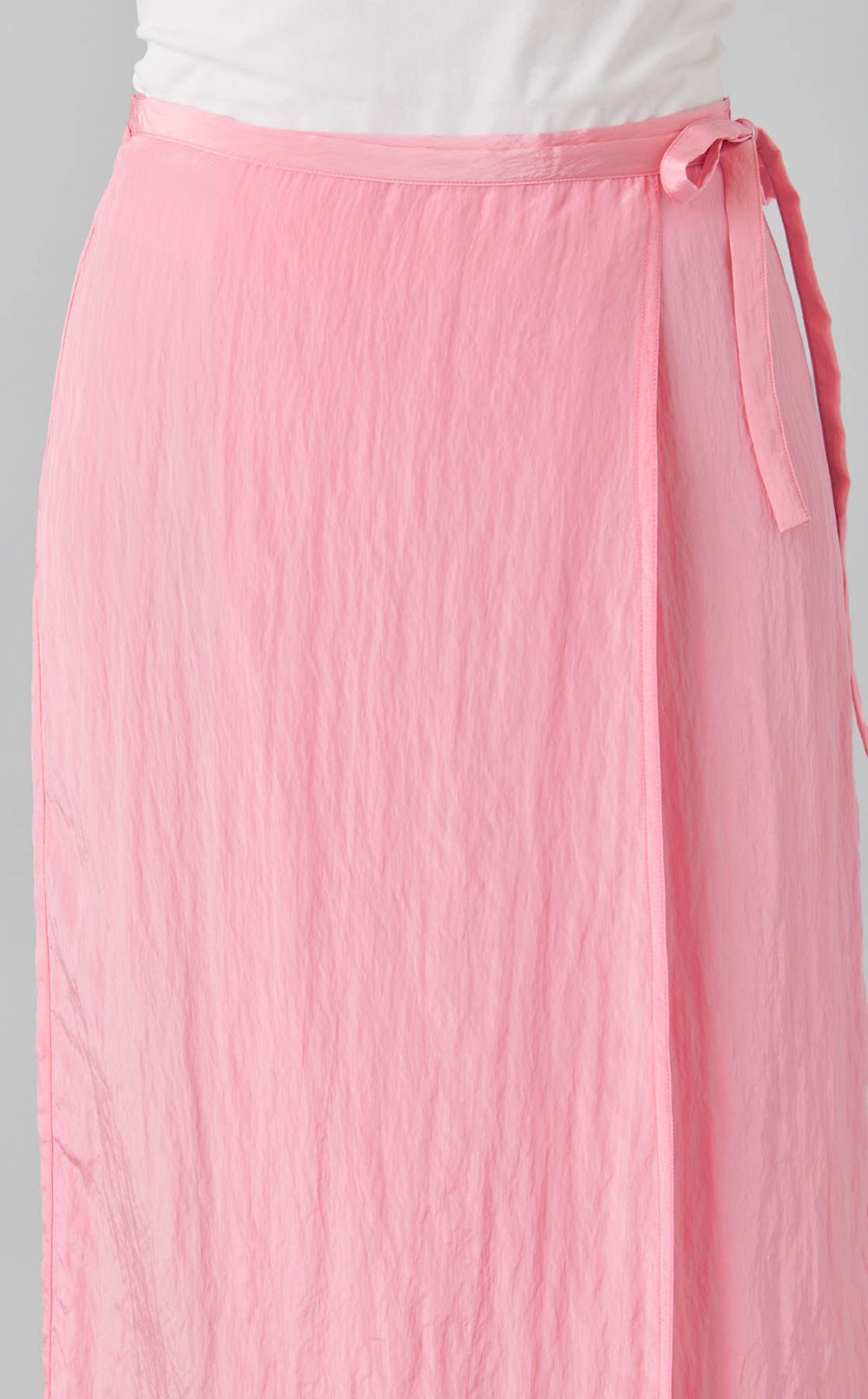 ナイロン混ラップミディスカート