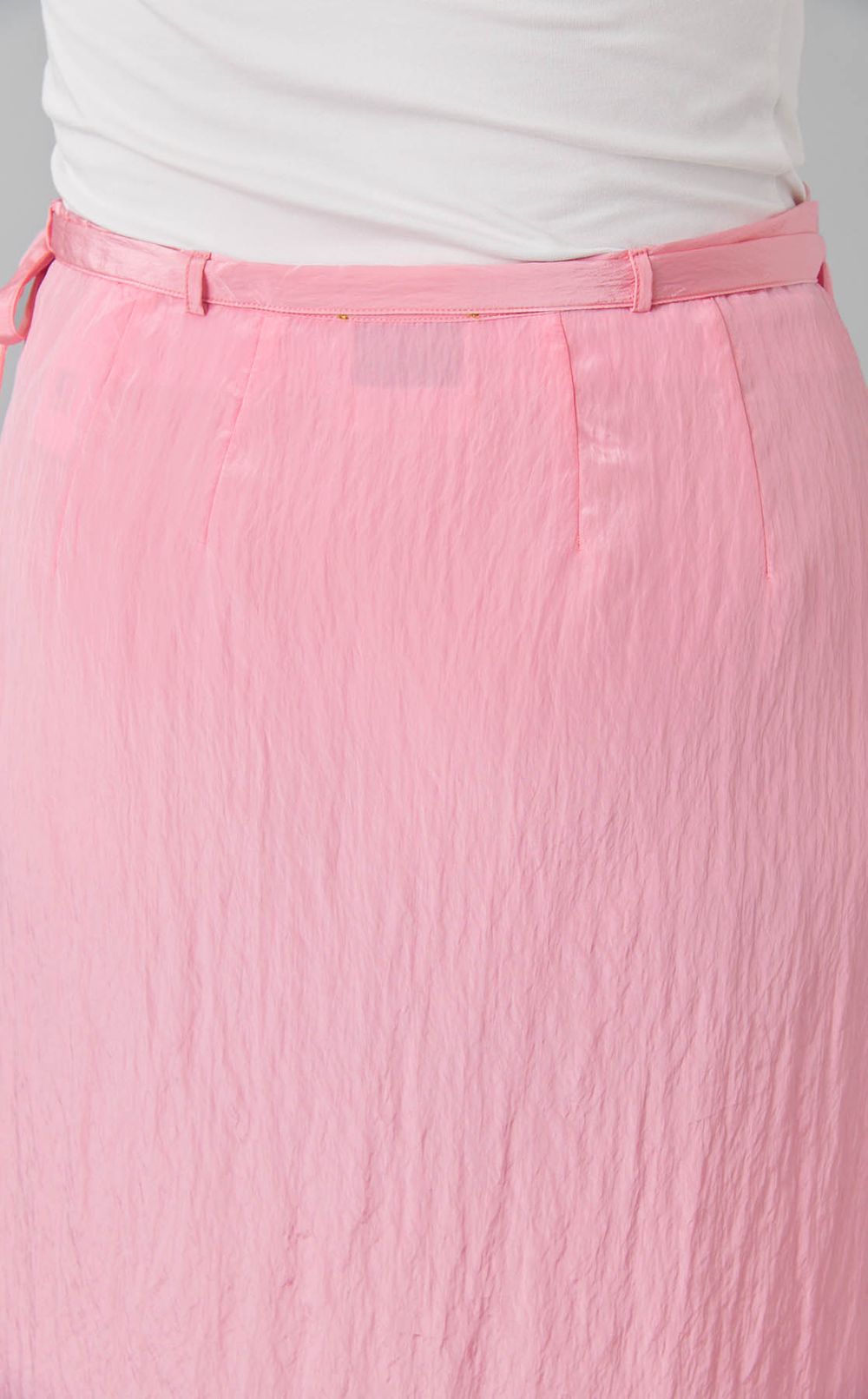 ナイロン混ラップミディスカート