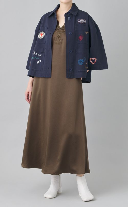 ネックレースロングワンピース