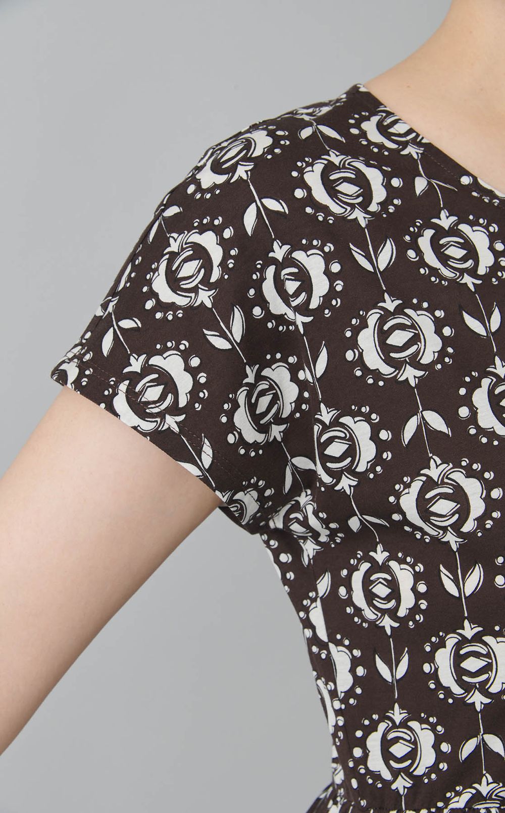 プリントギャザージャージワンピース