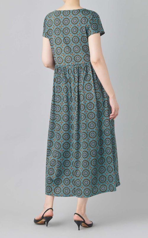 プリントギャザージャージワンピース