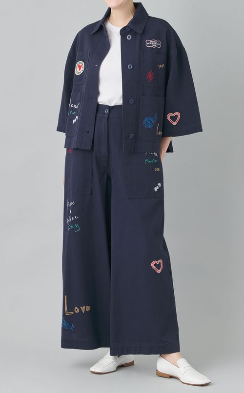 エンブロイダリーコットンワークパンツ