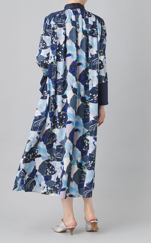 金継ぎプリントフレアワンピース