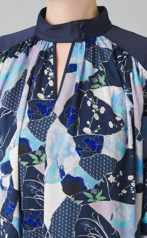 金継ぎプリントフレアワンピース