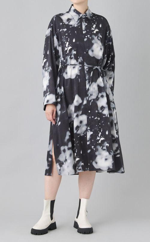 ボカシプリントシャツワンピース