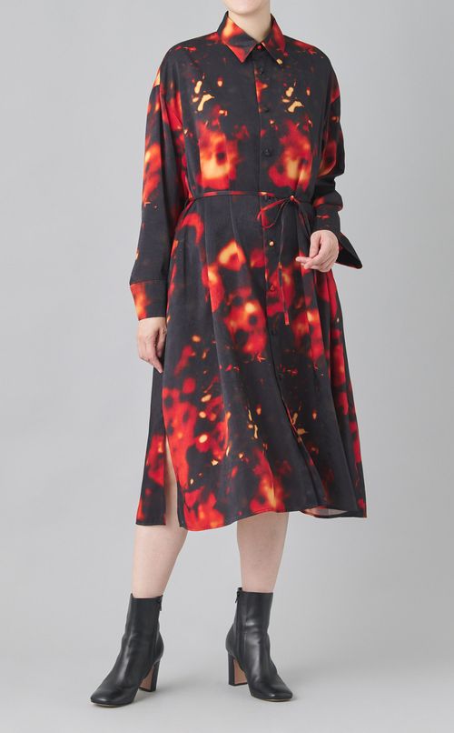 ボカシプリントシャツワンピース