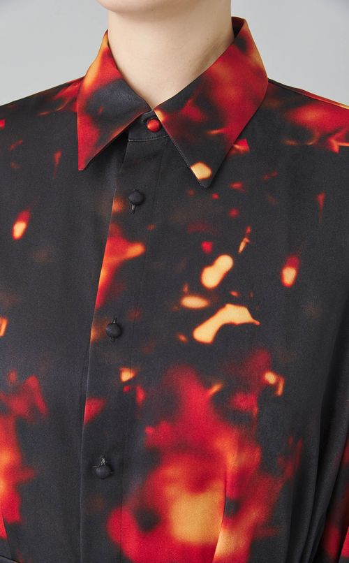 ボカシプリントシャツワンピース