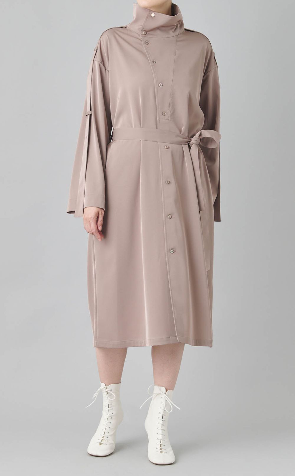 ツイルスタンドカラーコートワンピース