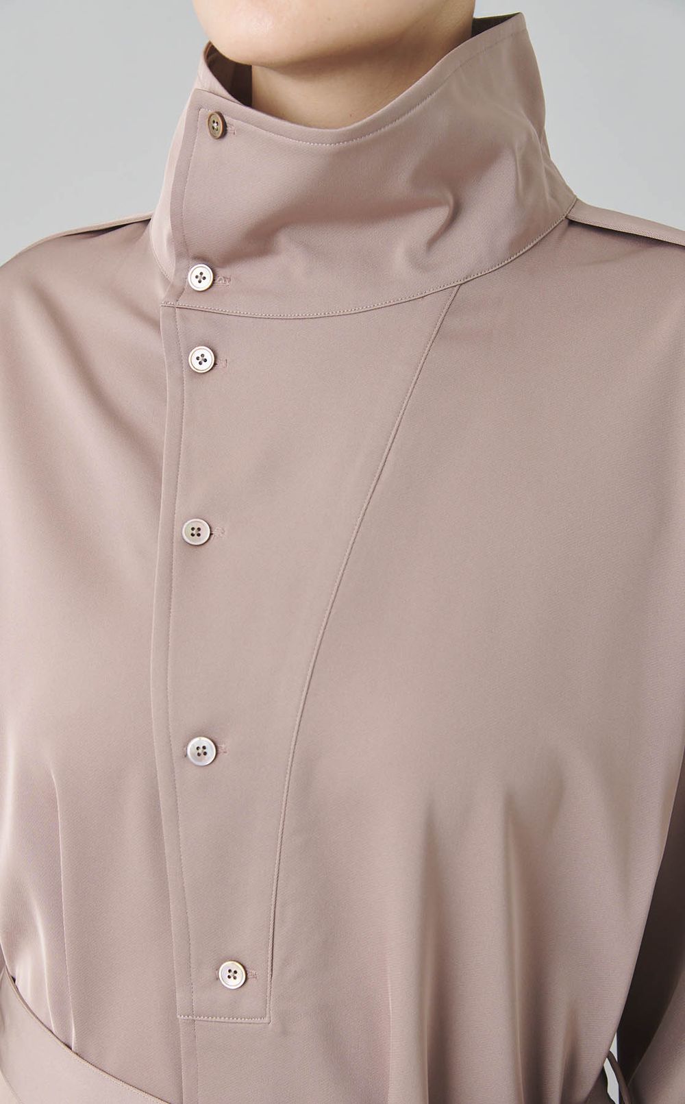 ツイルスタンドカラーコートワンピース