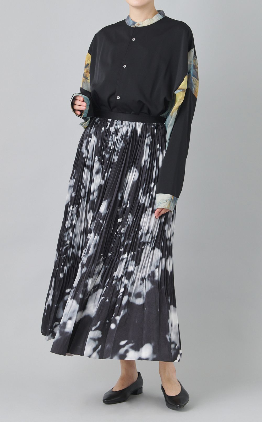 ボカシプリントプリーツスカート