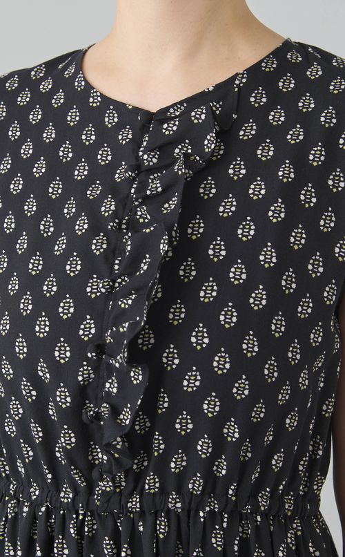 プリントアシメトリーフリルワンピース