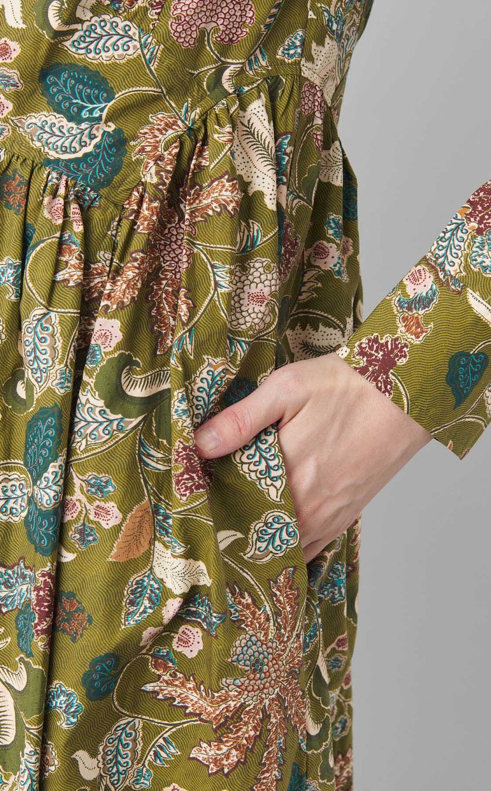 ボタニカルプリントシャツワンピース