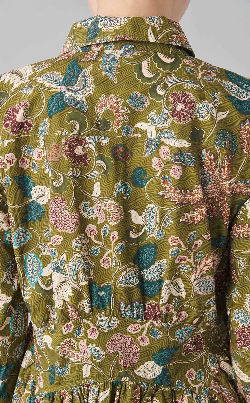 ボタニカルプリントシャツワンピース